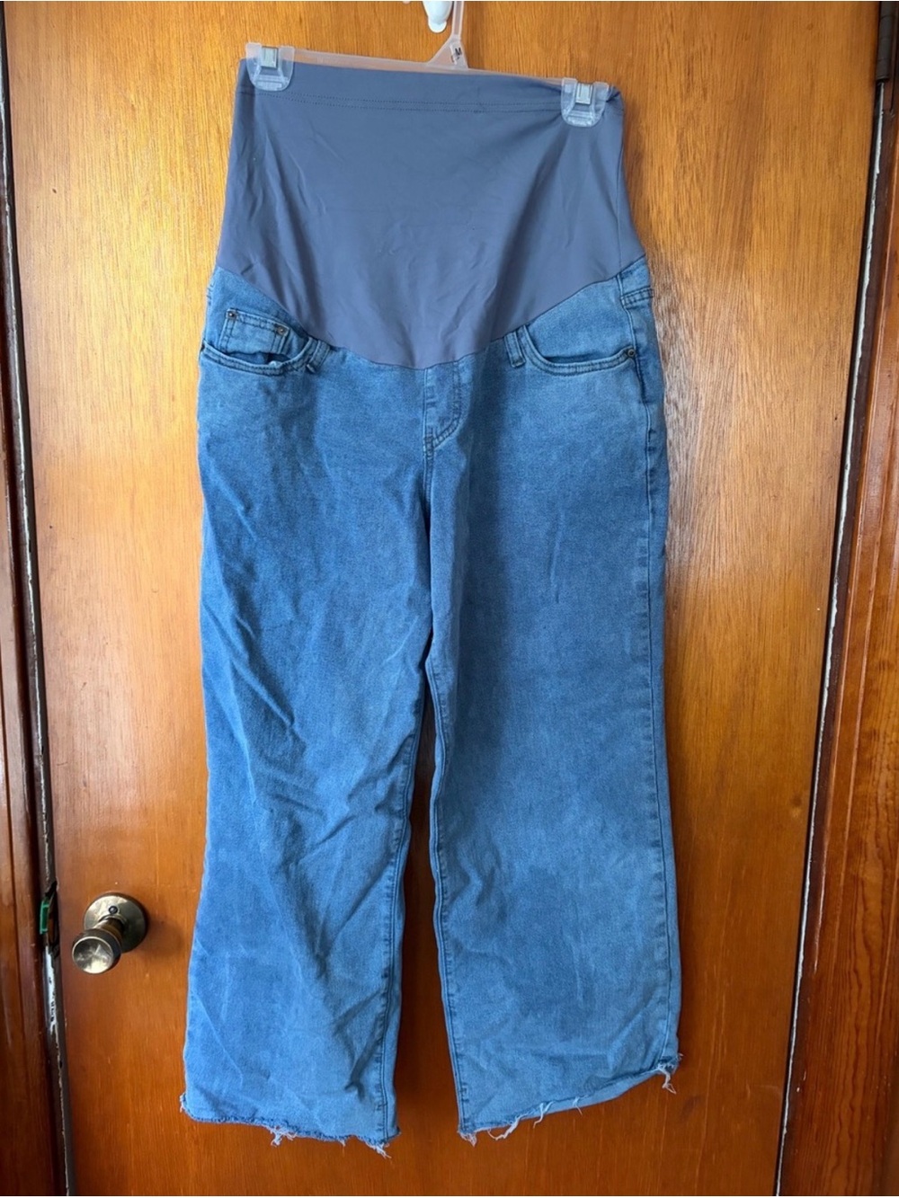 Maternity Wide-Leg Jeans with Stretch Panel - Blue